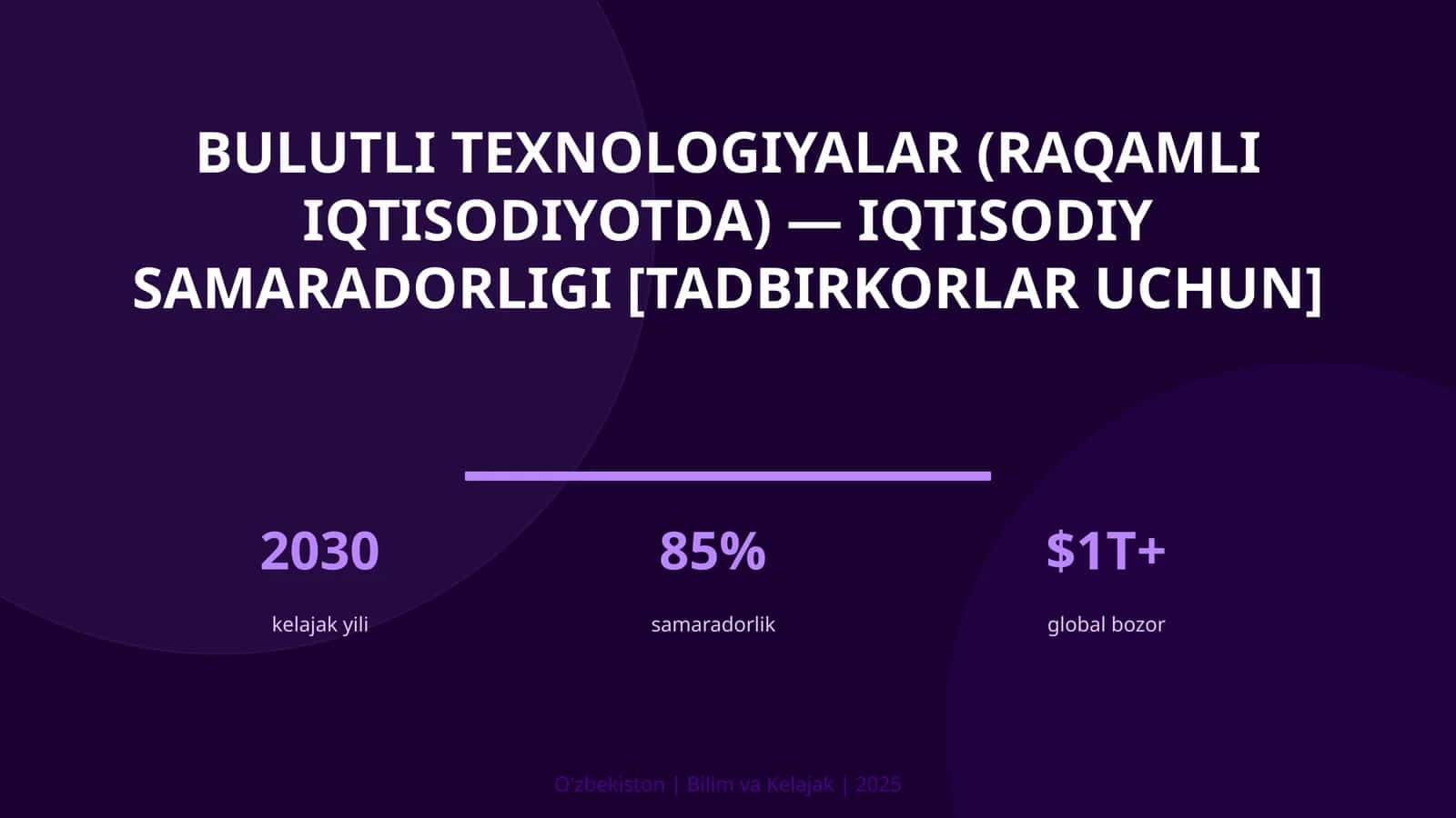 Bulutli texnologiyalar (raqamli iqtisodiyotda) — iqtisodiy samaradorligi [tadbirkorlar uchun]