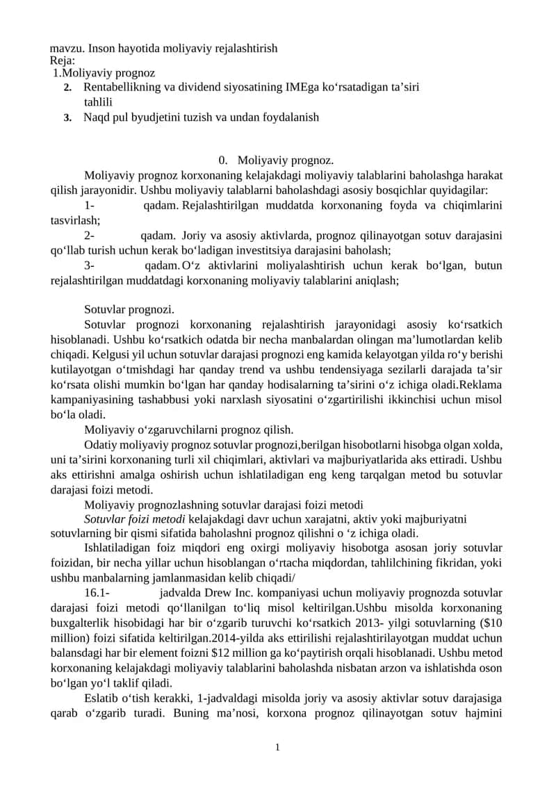 Moliyaviy rejalashtirish
