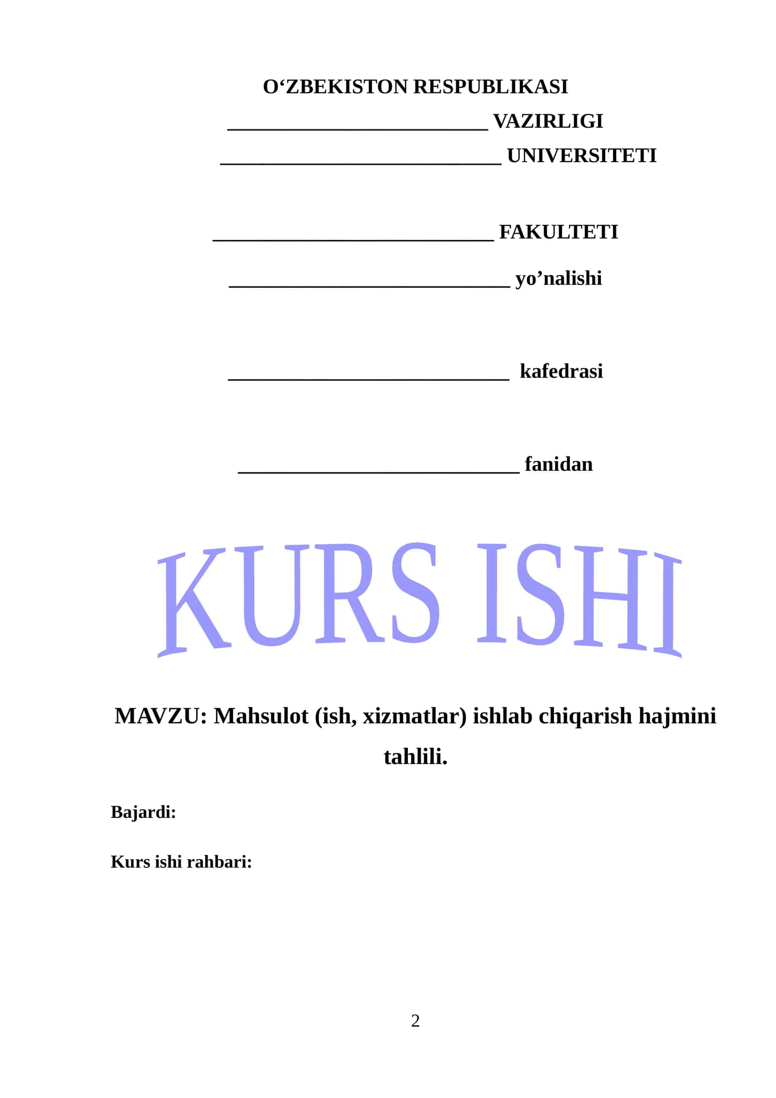 Mahsulot (ish, xizmatlar) ishlab chiqarish hajmini tahlili.
