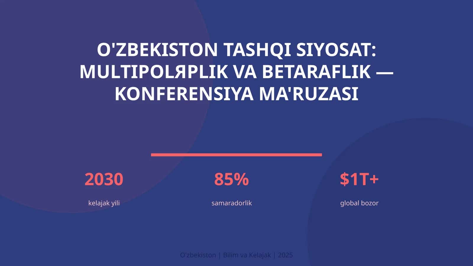 O'zbekiston tashqi siyosat: multipolяrlik va betaraflik — konferensiya ma'ruzasi