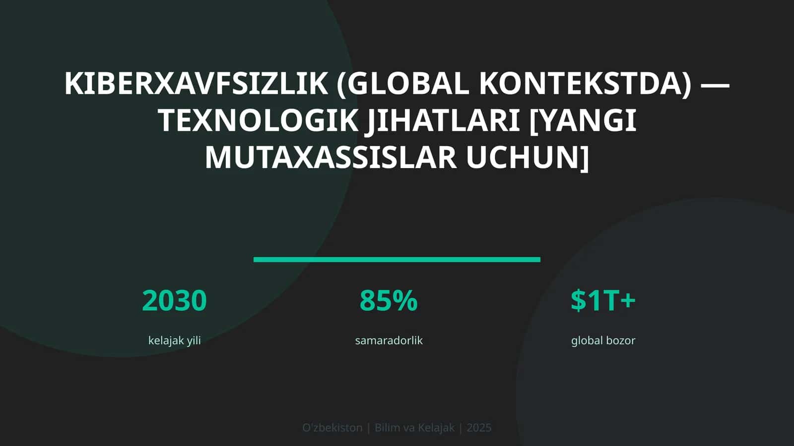 KIBERXAVFSIZLIK (GLOBAL KONTEKSTDA) — TEXNOLOGIK JIHATLARI [YANGI MUTAXASSISLAR UCHUN]
