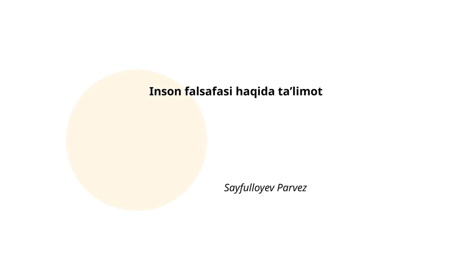 Inson Falsafasi Haqida Taʼlimot