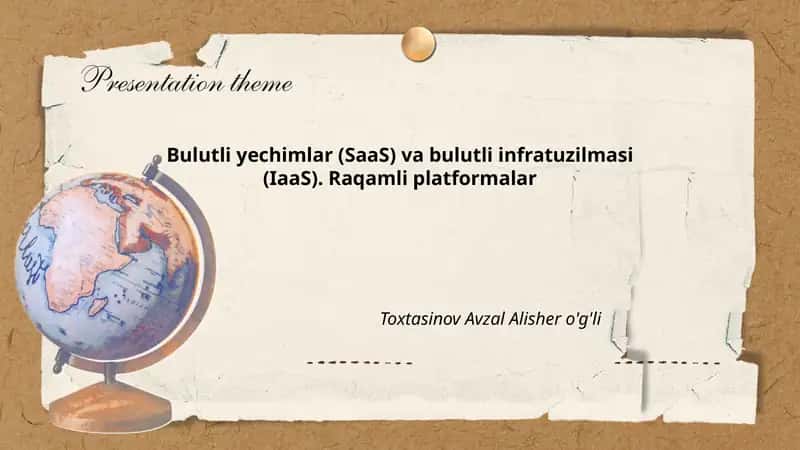 Bulutli yechimlar (SaaS) va bulutli infratuzilmasi (IaaS). Raqamli platformalar