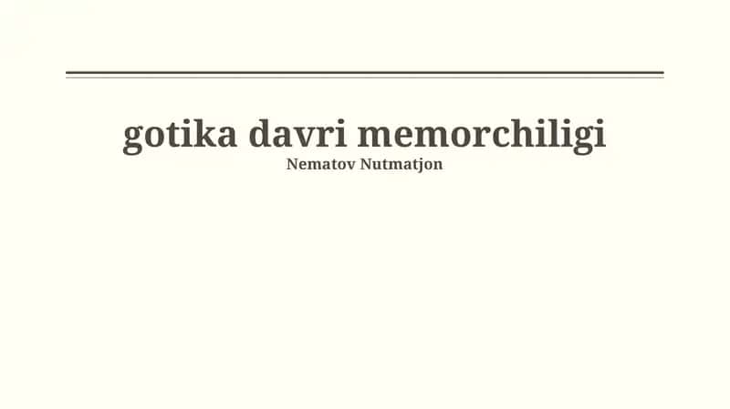 Gotika davri memorchiligi