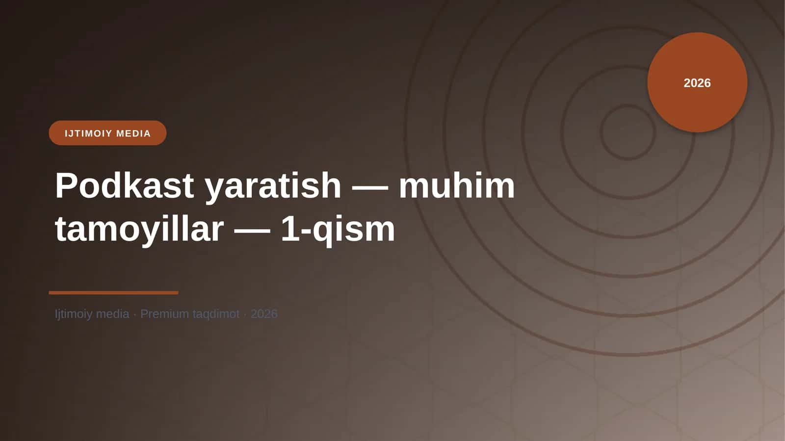 Podkast yaratish — muhim tamoyillar — 1-qism