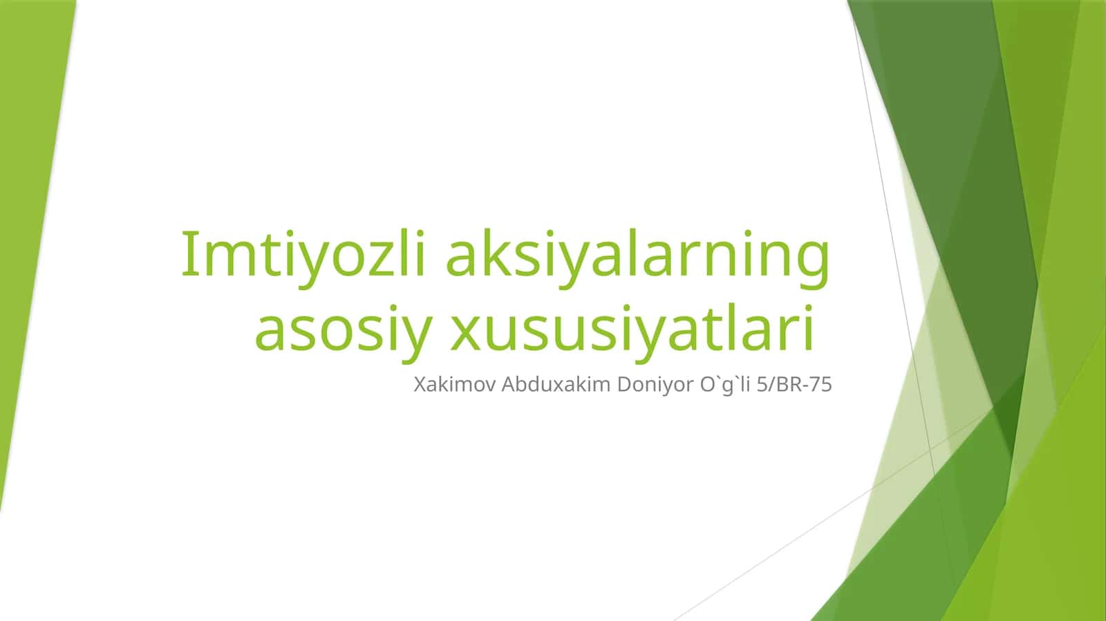 Imtiyozli aksiyalarning asosiy xususiyatlari