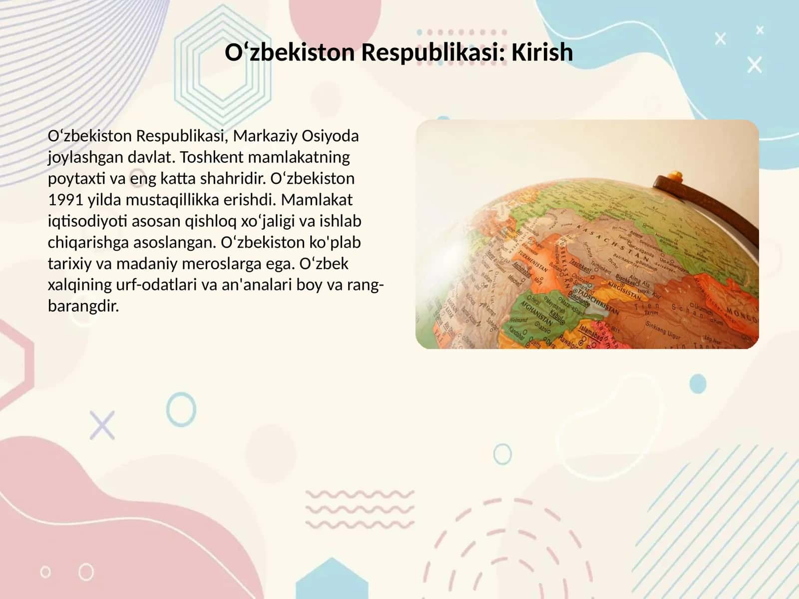 Oʻzbekistonning Tarixi va Madaniyati