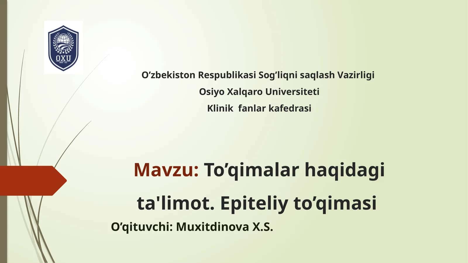 To’qimalar haqidagi ta'limot. Epitеliy to’qimasi