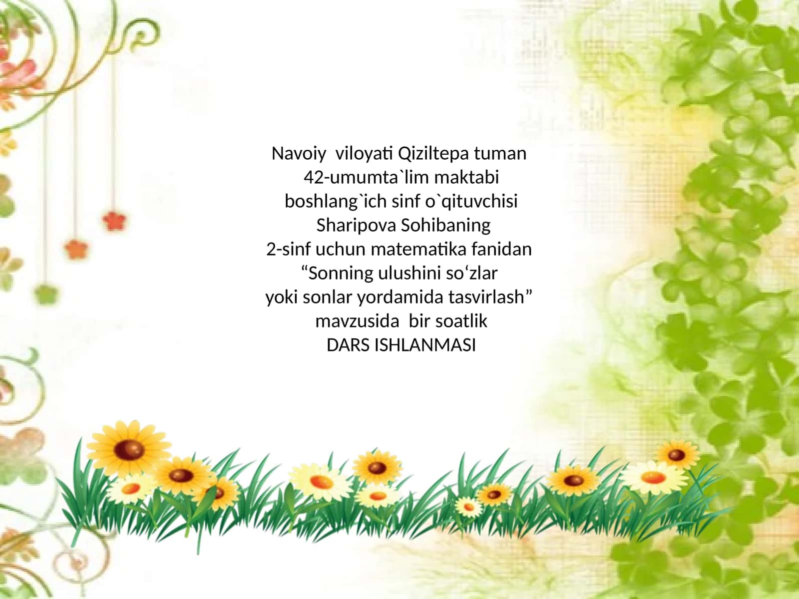 Sonning ulushini so‘zlar yoki sonlar yordamida tasvirlash