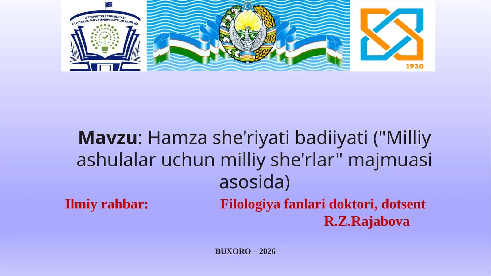 Hamza she'riyati badiiyati ("Milliy ashulalar uchun milliy she'rlar" majmuasi asosida)