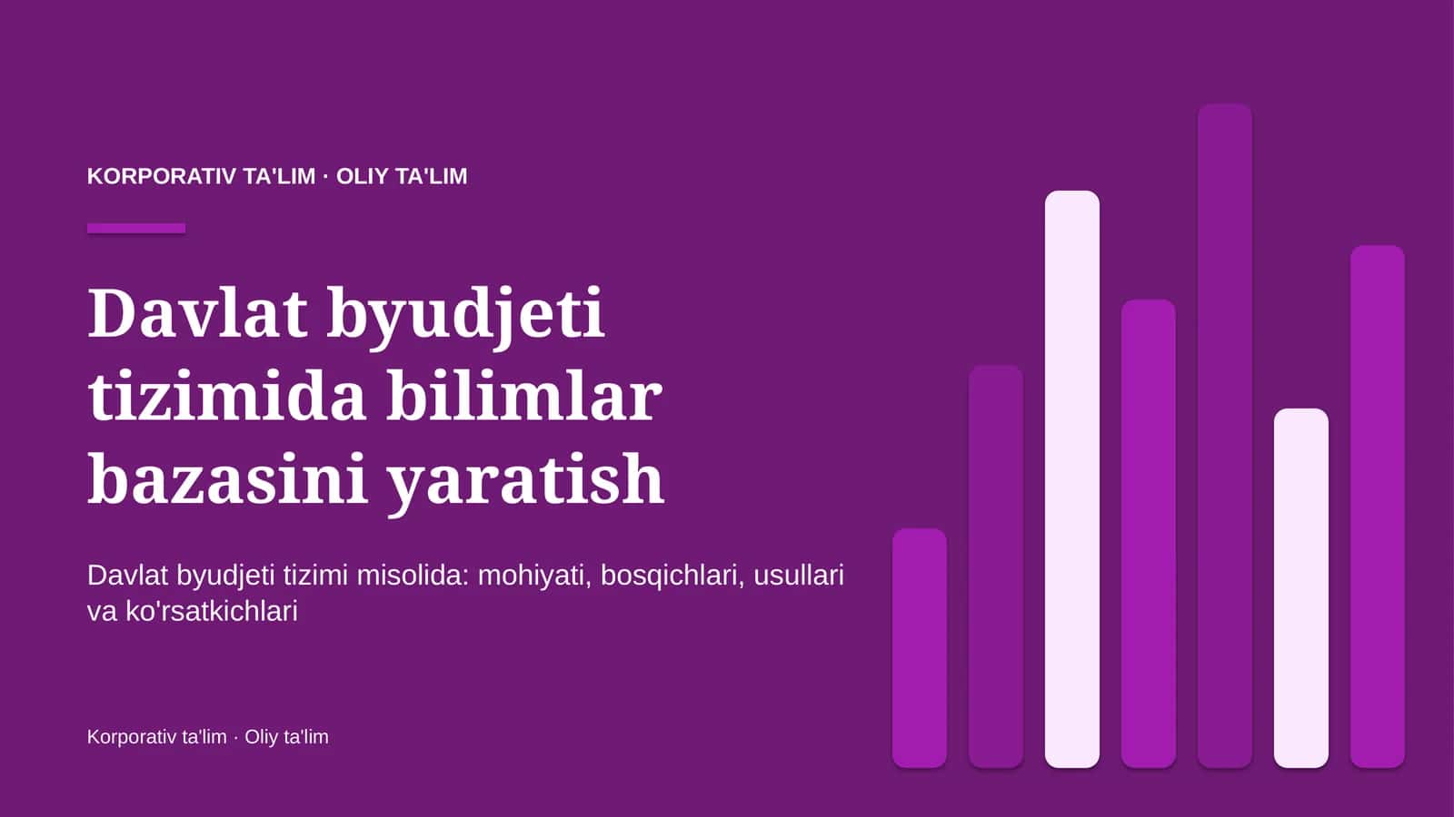 Davlat byudjeti tizimida bilimlar bazasini yaratish
