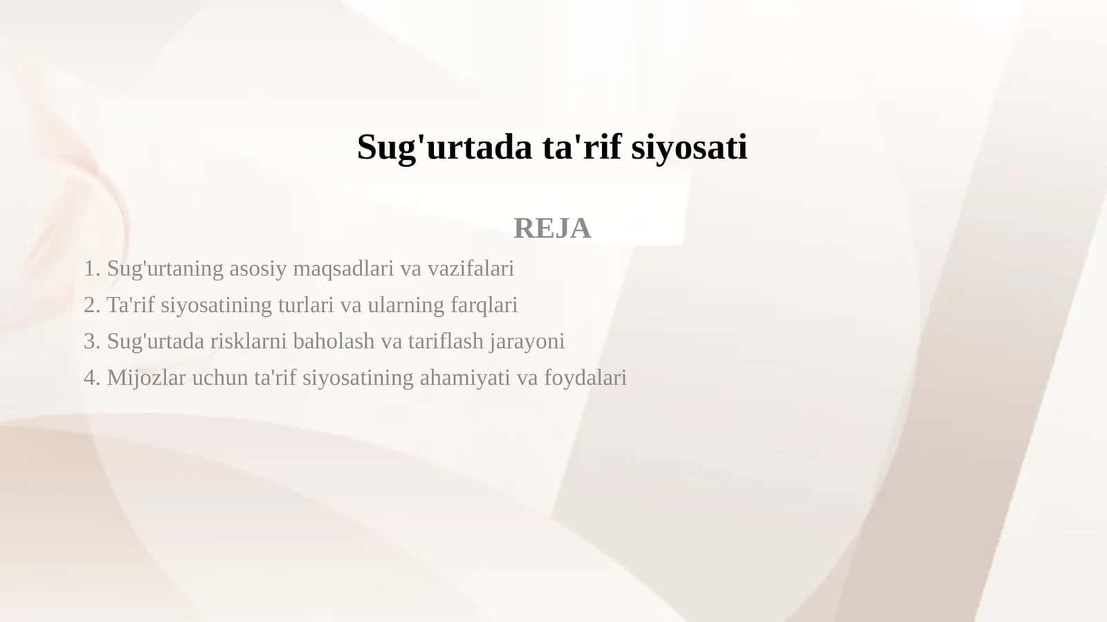 Sug'urtada ta'rif siyosati.