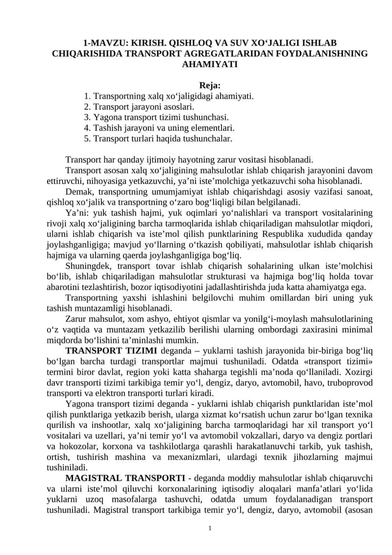 Transport Agregatlari