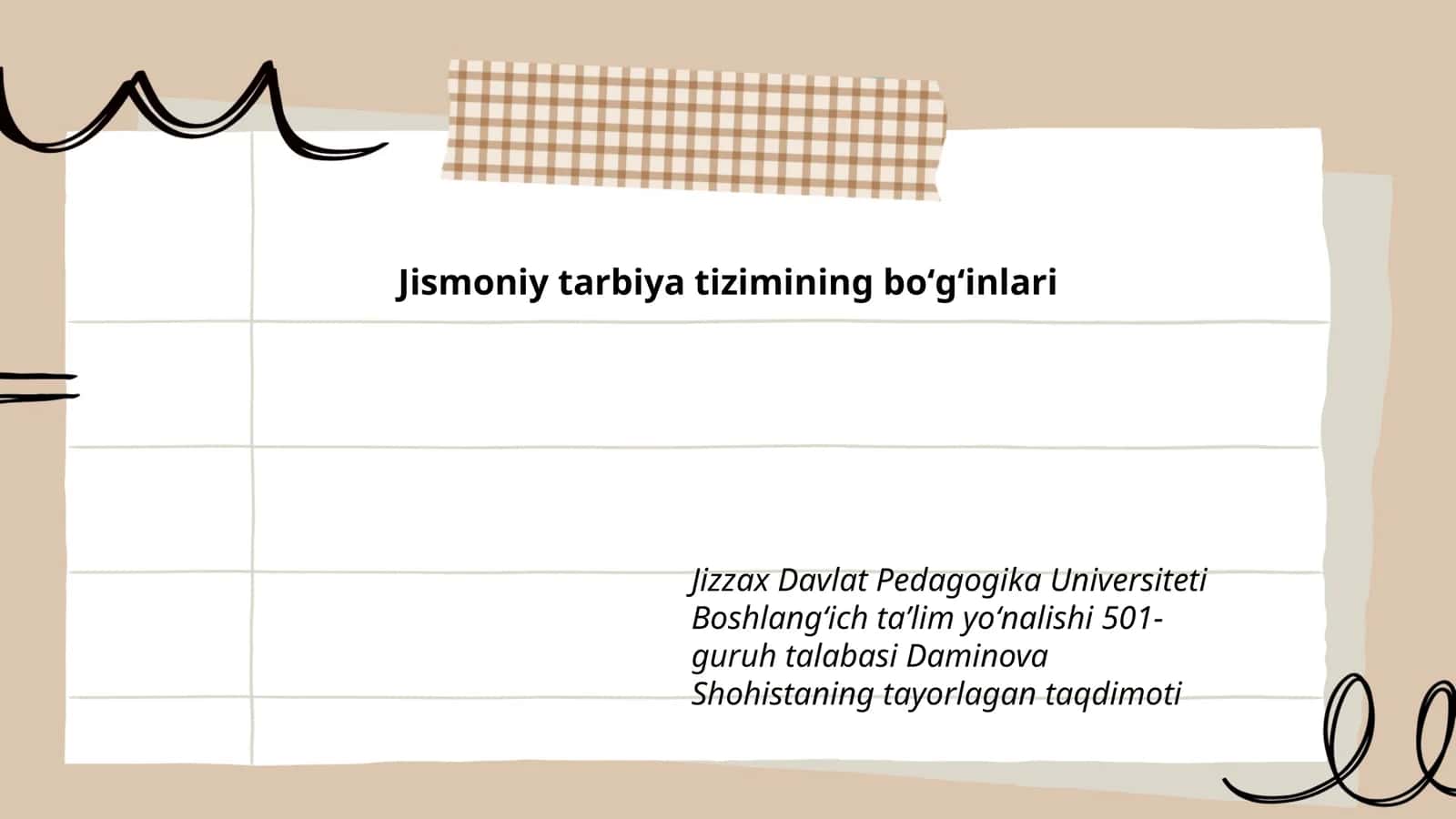 Jismoniy tarbiya tizimining boʻgʻinlari