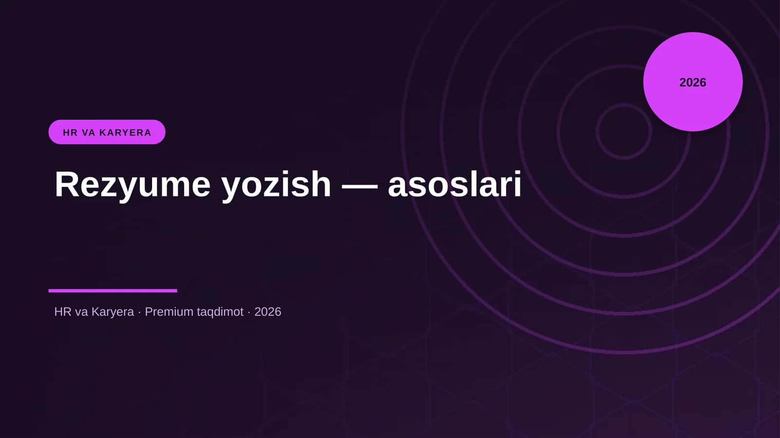 Rezyume yozish — asoslari
