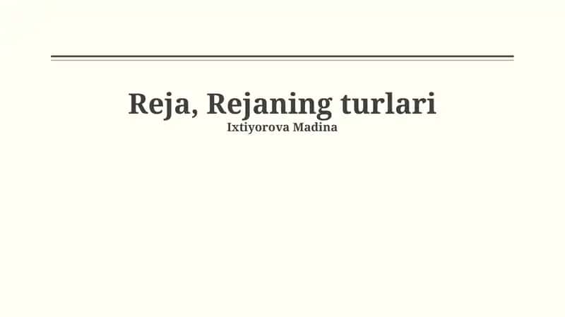 Reja, Rejaning turlari