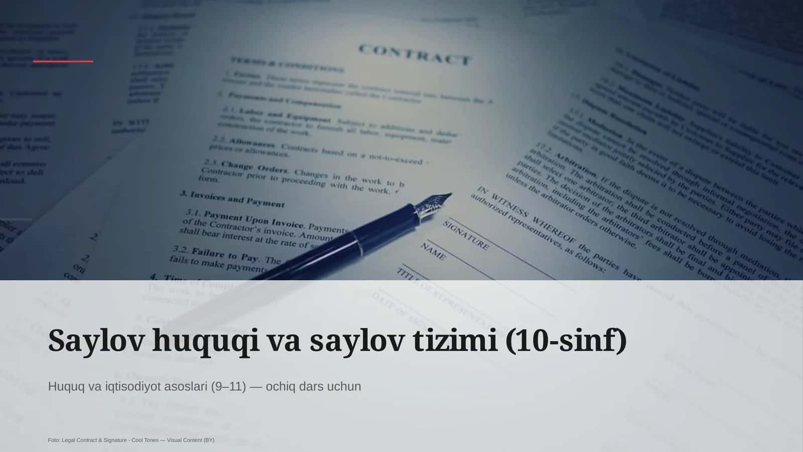Saylov huquqi va saylov tizimi (10-sinf)