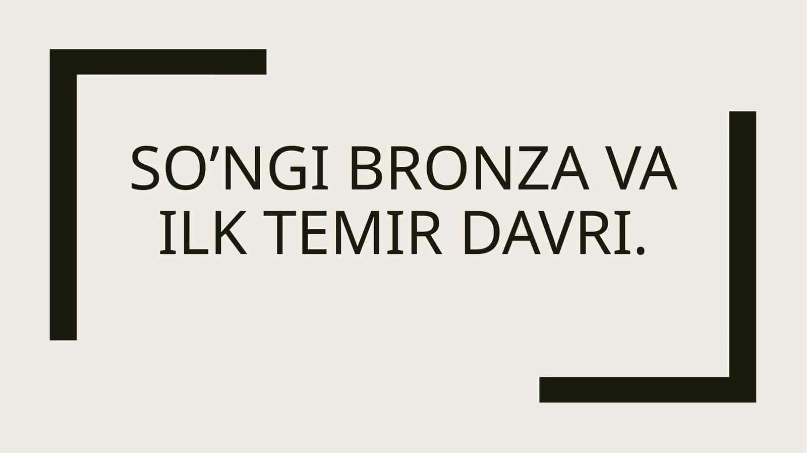 So’ngi bronza va ilk temir davri