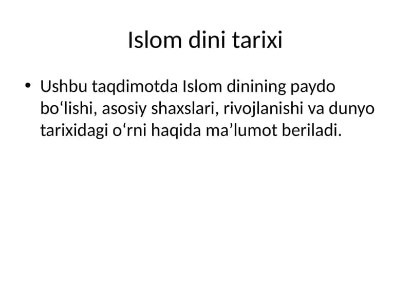Islom dini tarixi