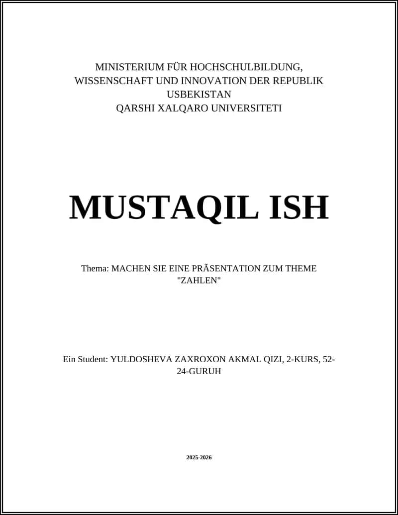 MACHEN SIE EINE PRÃSENTATION ZUM THEME "ZAHLEN"