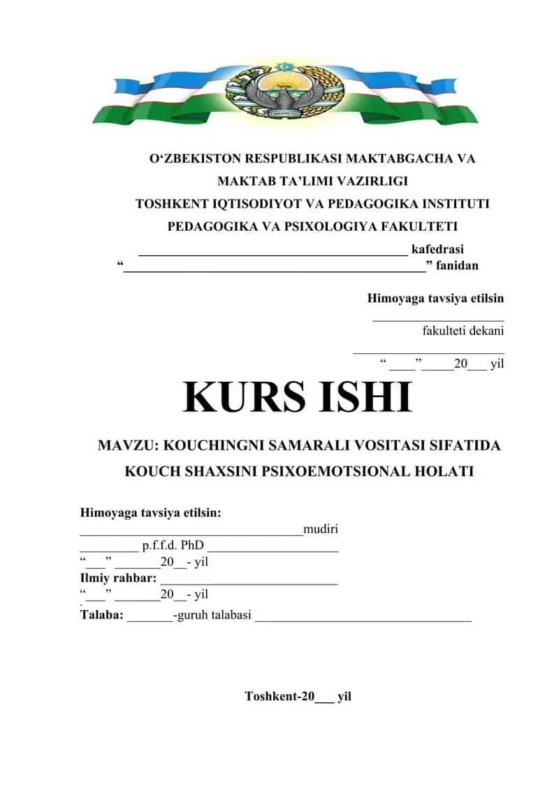 KOUCHINGNI SAMARALI VOSITASI SIFATIDA KOUCH SHAXSINI PSIXOEMOTSIONAL HOLATI