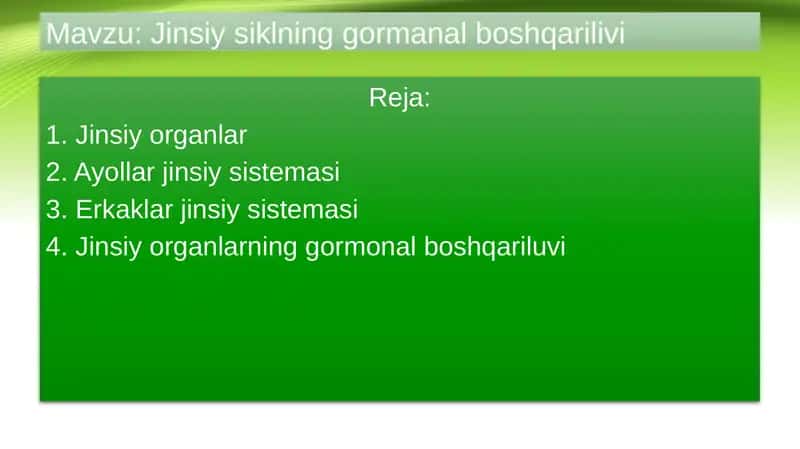 Jinsiy siklning gormanal boshqarilivi