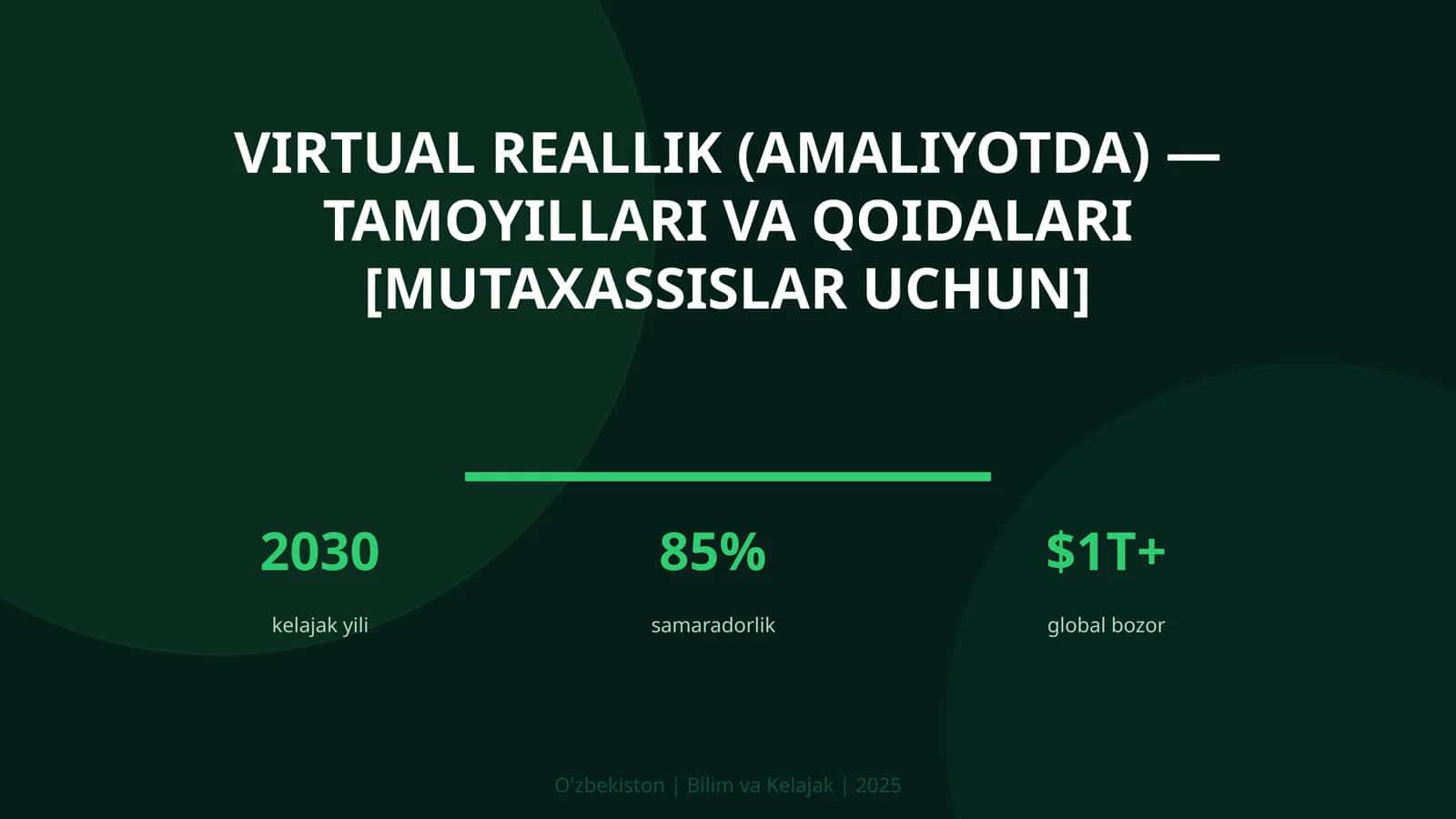 Virtual reallik (amaliyotda) — tamoyillari va qoidalari [mutaxassislar uchun]