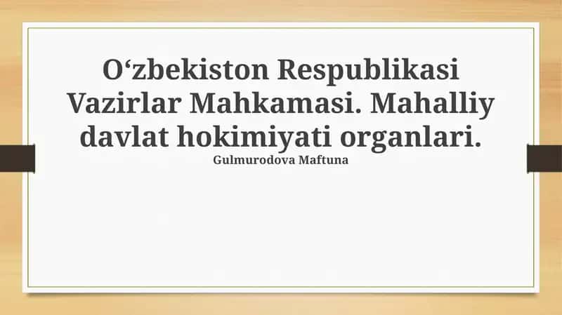 Oʻzbekiston Respublikasi Vazirlar Mahkamasi