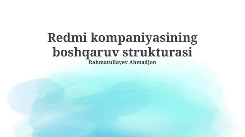 Redmi kompaniyasining boshqaruv strukturasi
