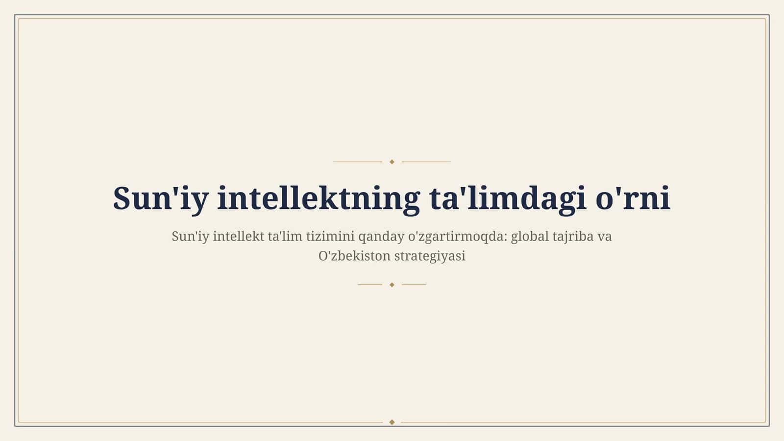 Sun'iy intellektning ta'limdagi o'rni
