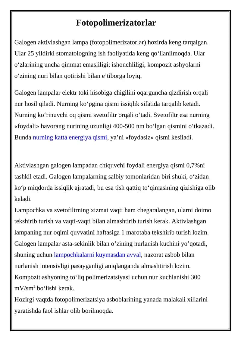 Fotopolimerizatorlar