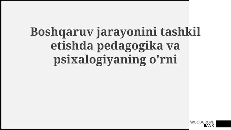 Pedagogika va Psixologiya Boshqaruv Jarayoni