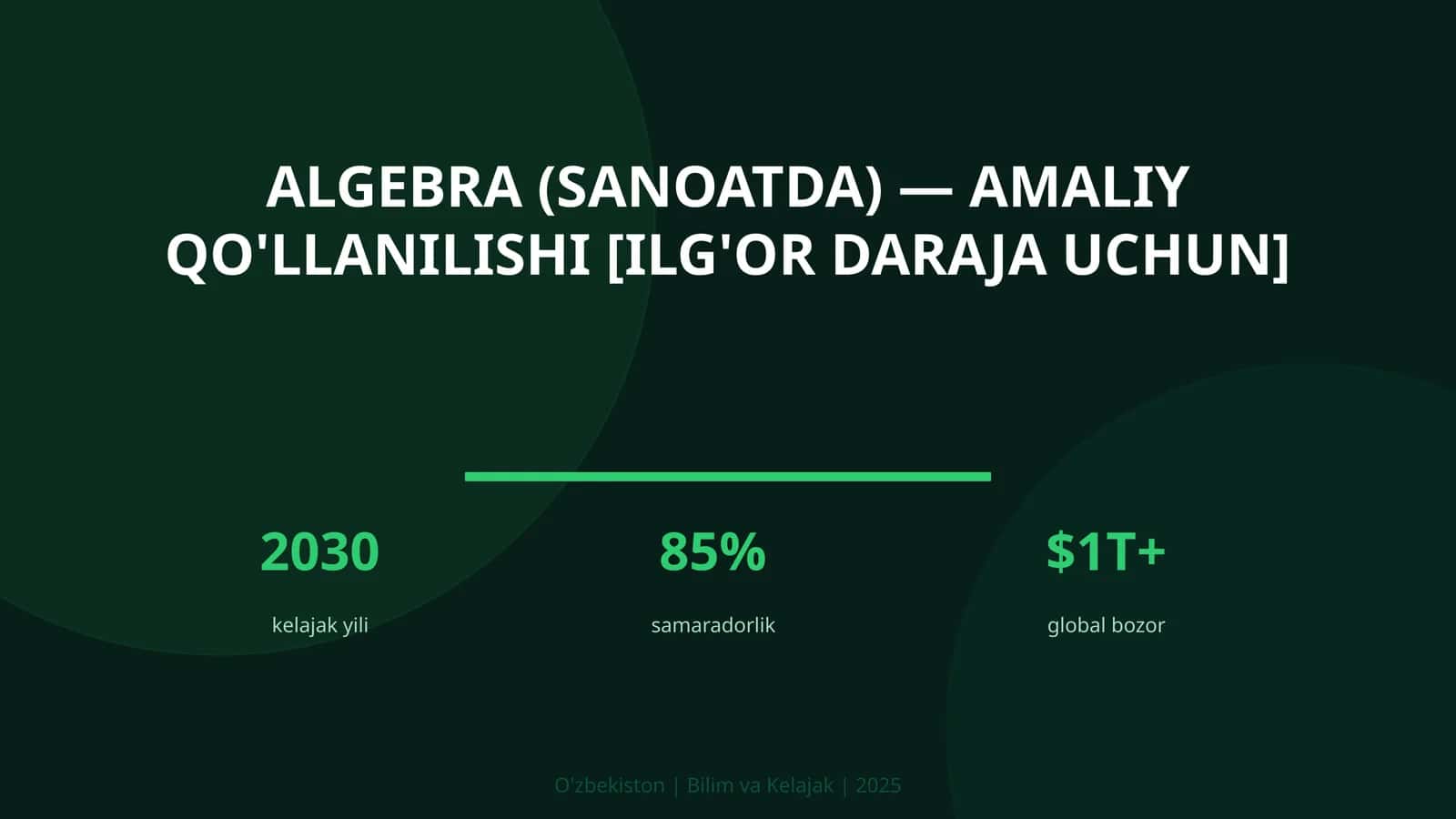 Algebra (sanoatda) — amaliy qo'llanilishi [ilg'or daraja uchun]