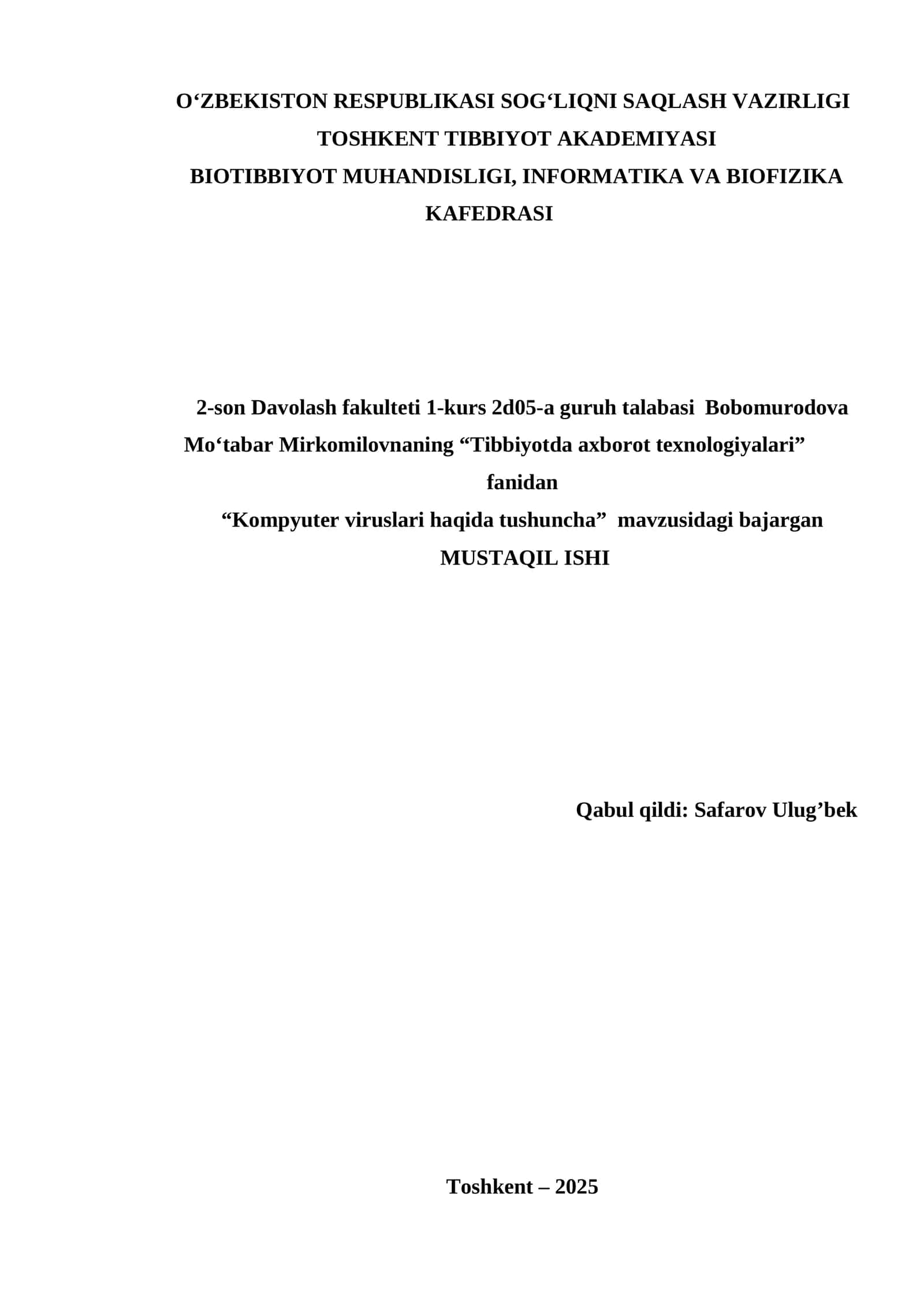 Kompyuter viruslari haqida tushuncha
