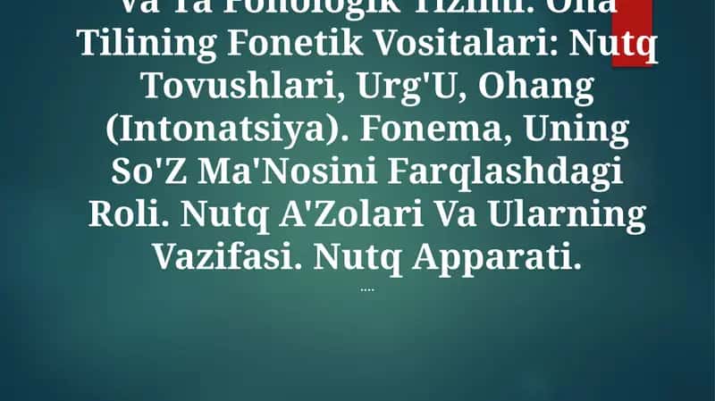 Fonetika Va Fonologiya