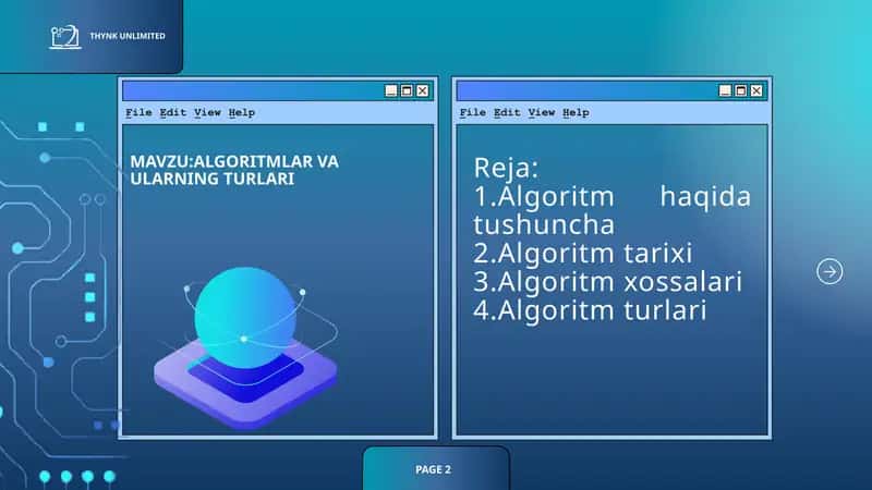 ALGORITMLAR VA ULARNING TURLARI