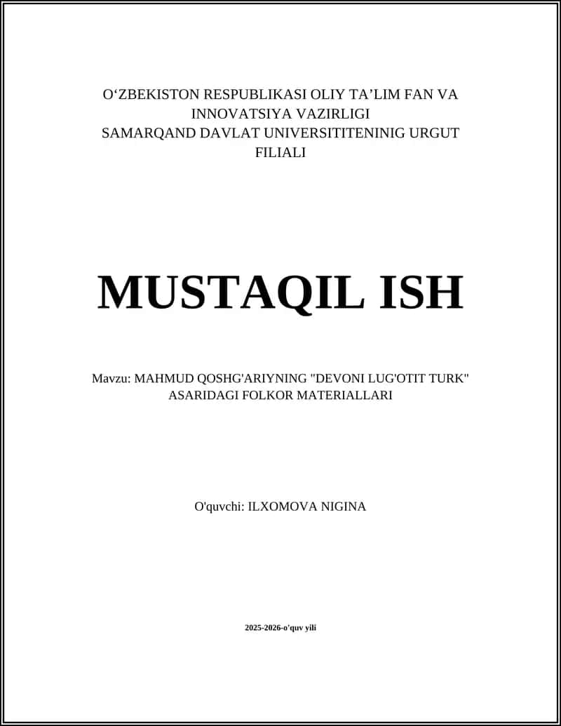 MAHMUD QOSHG'ARIYNING "DEVONI LUG'OTIT TURK"