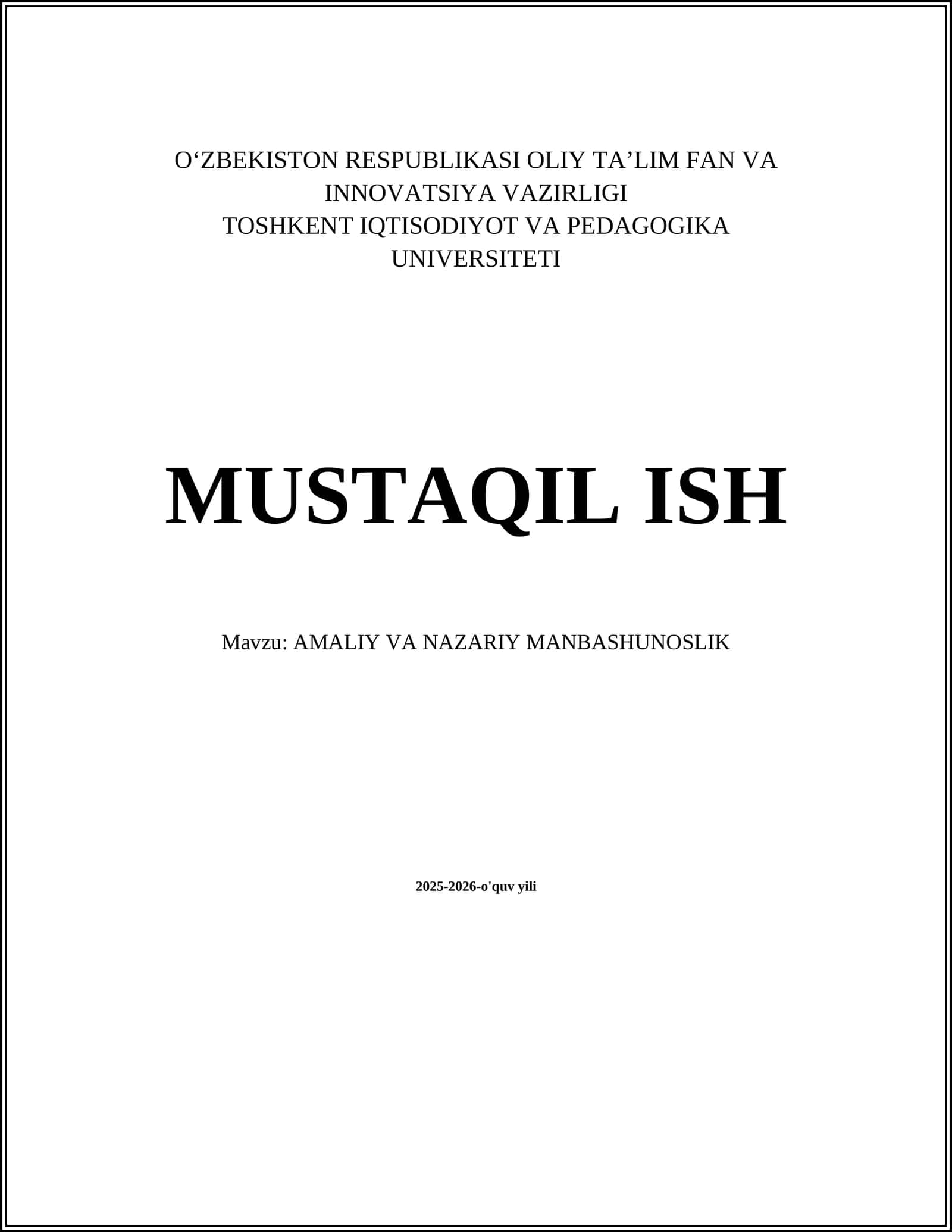 AMALIY VA NAZARIY MANBASHUNOSLIK