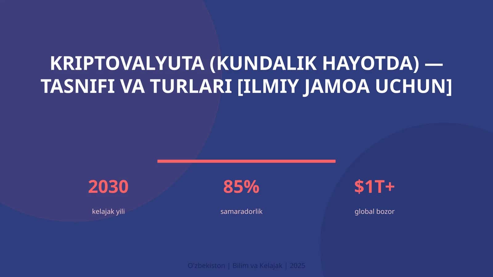 Kriptovalyuta (kundalik hayotda) — tasnifi va turlari [ilmiy jamoa uchun]