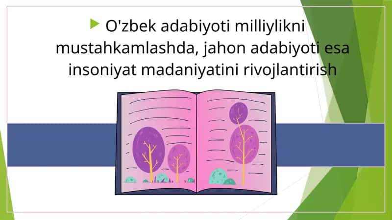 O'zbek adabiyoti milliylikni mustahkamlashda, jahon adabiyoti esa insoniyat madaniyatini rivojlantirish