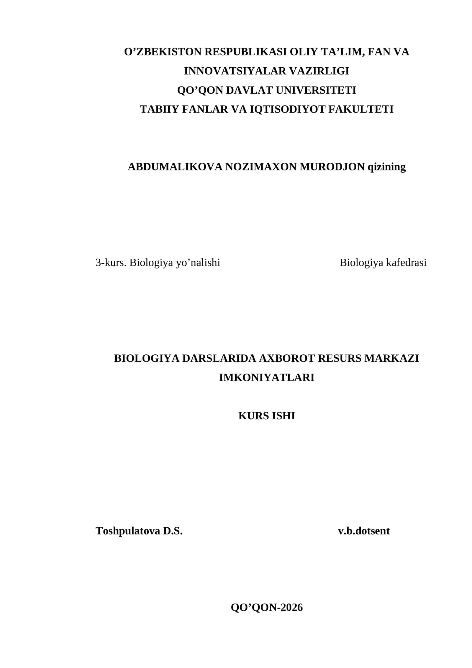 ARM IMKONIYATLARIDAN BIOLOGIYA DARSLARIDA SAMARALI FOYDALANISH USULLARI