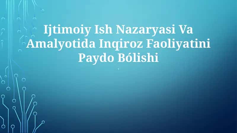 Ijtimoiy Ish Nazaryasi Va Amalyotida Inqiroz Faoliyatini Paydo Bólishi