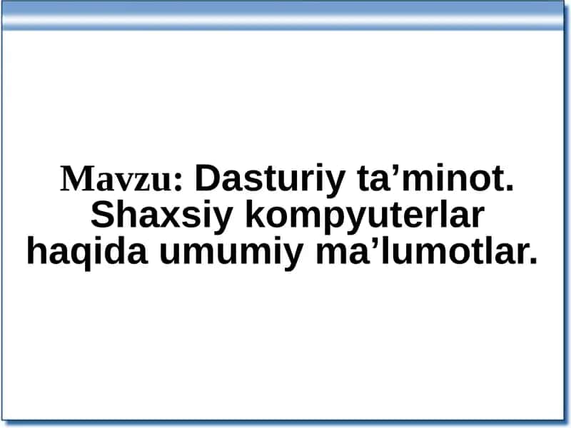 Shaxsiy kompyuterlar