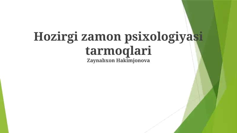 Hozirgi zamon psixologiyasi tarmoqlari