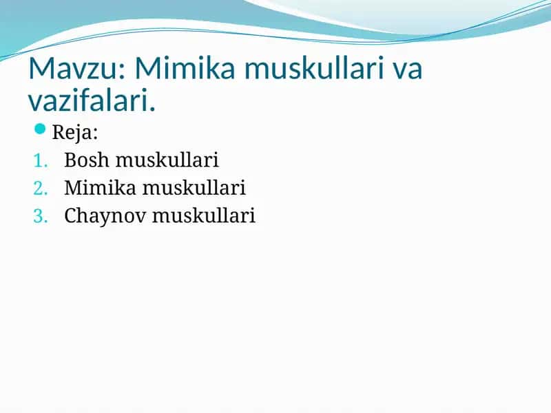 Mimika muskullari va vazifalari