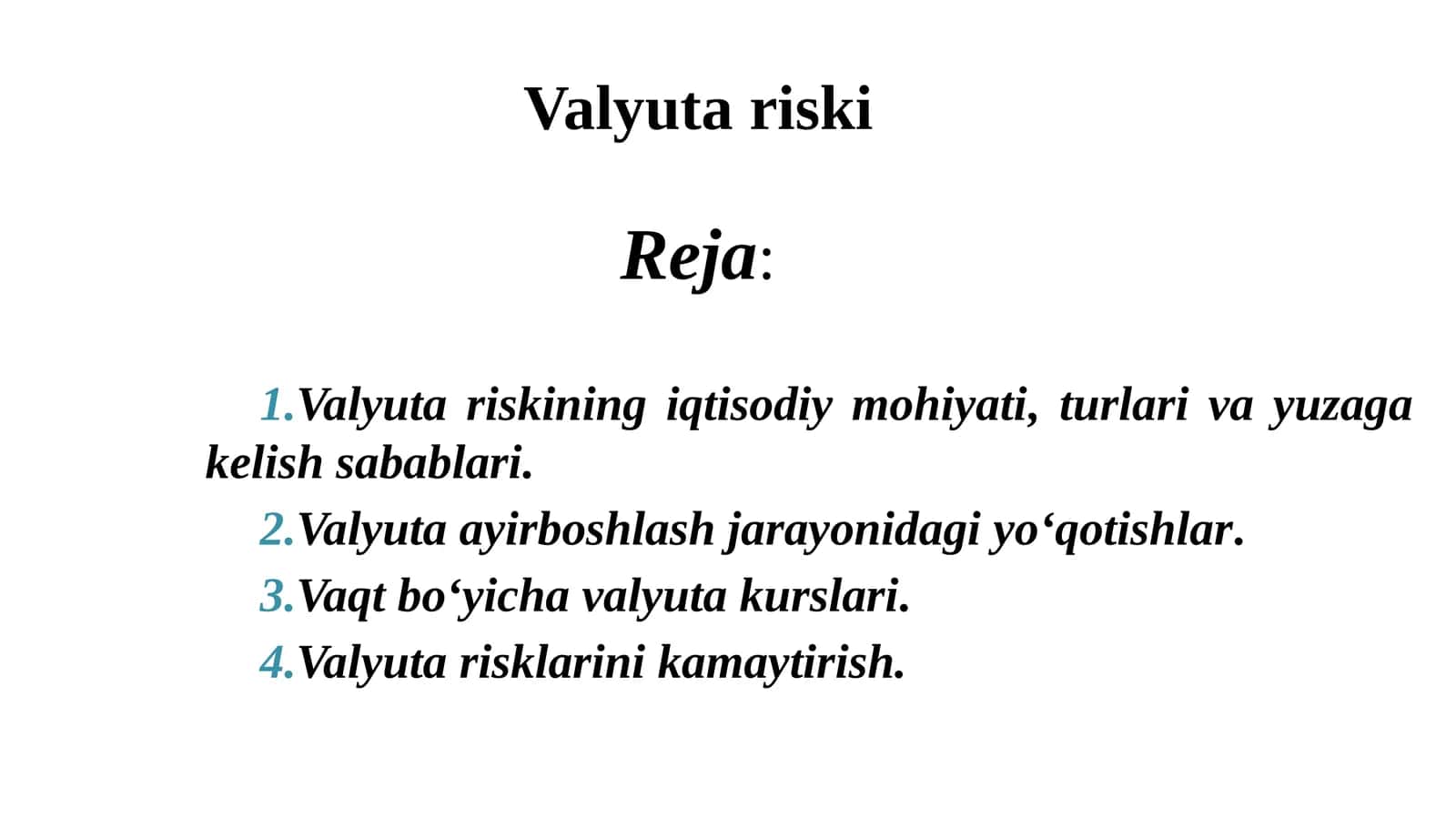 Valyuta riski xalqaro korxonalar va bank muassasalari tashkil etish hamda ularning faoliyatini diversifikatsiyalash