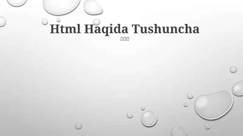 HTML Haqida Tushuncha