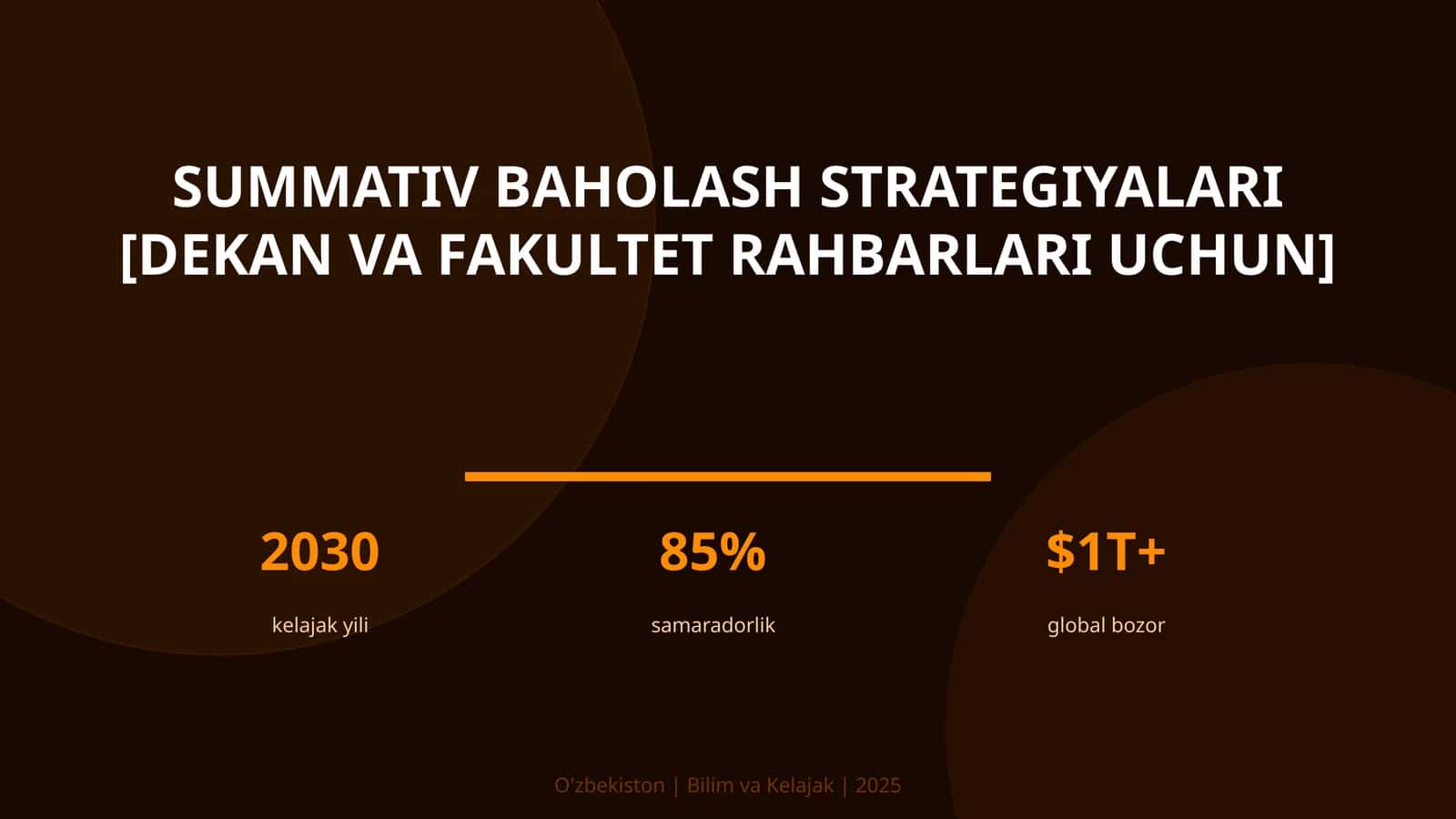 Summativ baholash strategiyalari [dekan va fakultet rahbarlari uchun]