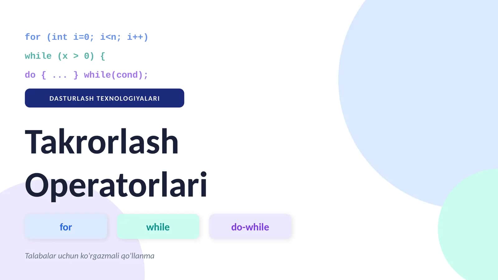 Takrorlash Operatorlari