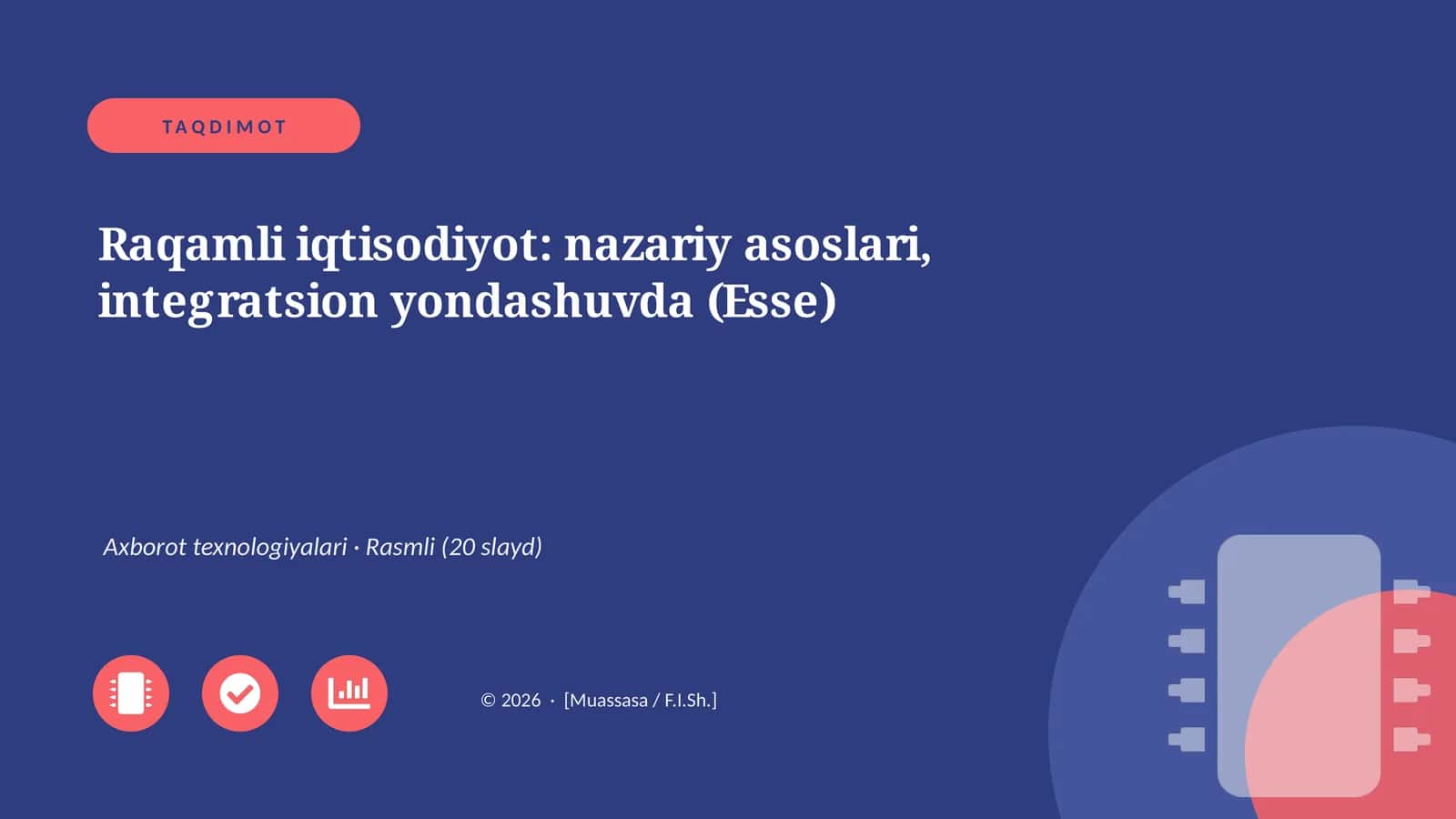 Raqamli iqtisodiyot: nazariy asoslari, integratsion yondashuvda (Esse)